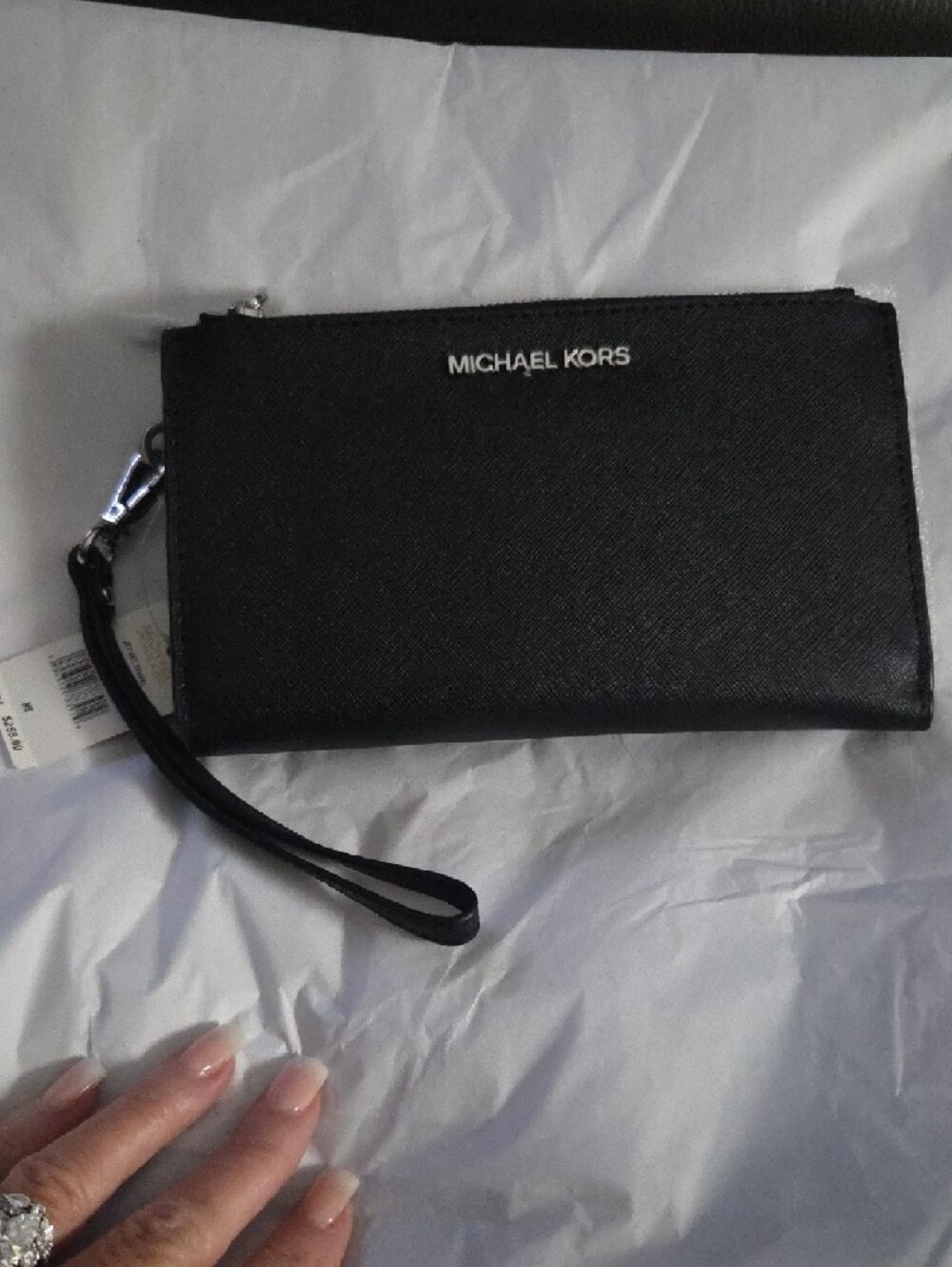 Michael Kors Black Leather Jet Set Travel Zip Wristlet Wallet - Picture 9 of 9